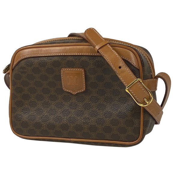 Celine Macadam Pattern Canvas Shoulder Bag Brown - Picture 1 of 5